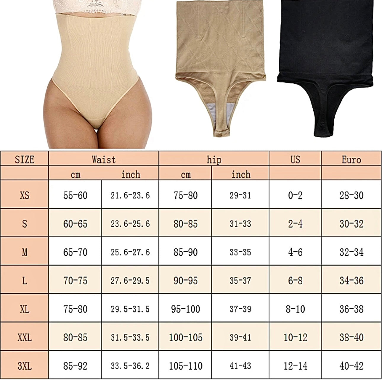Unbelievable Seamless High Waist THONG Panties - Beige