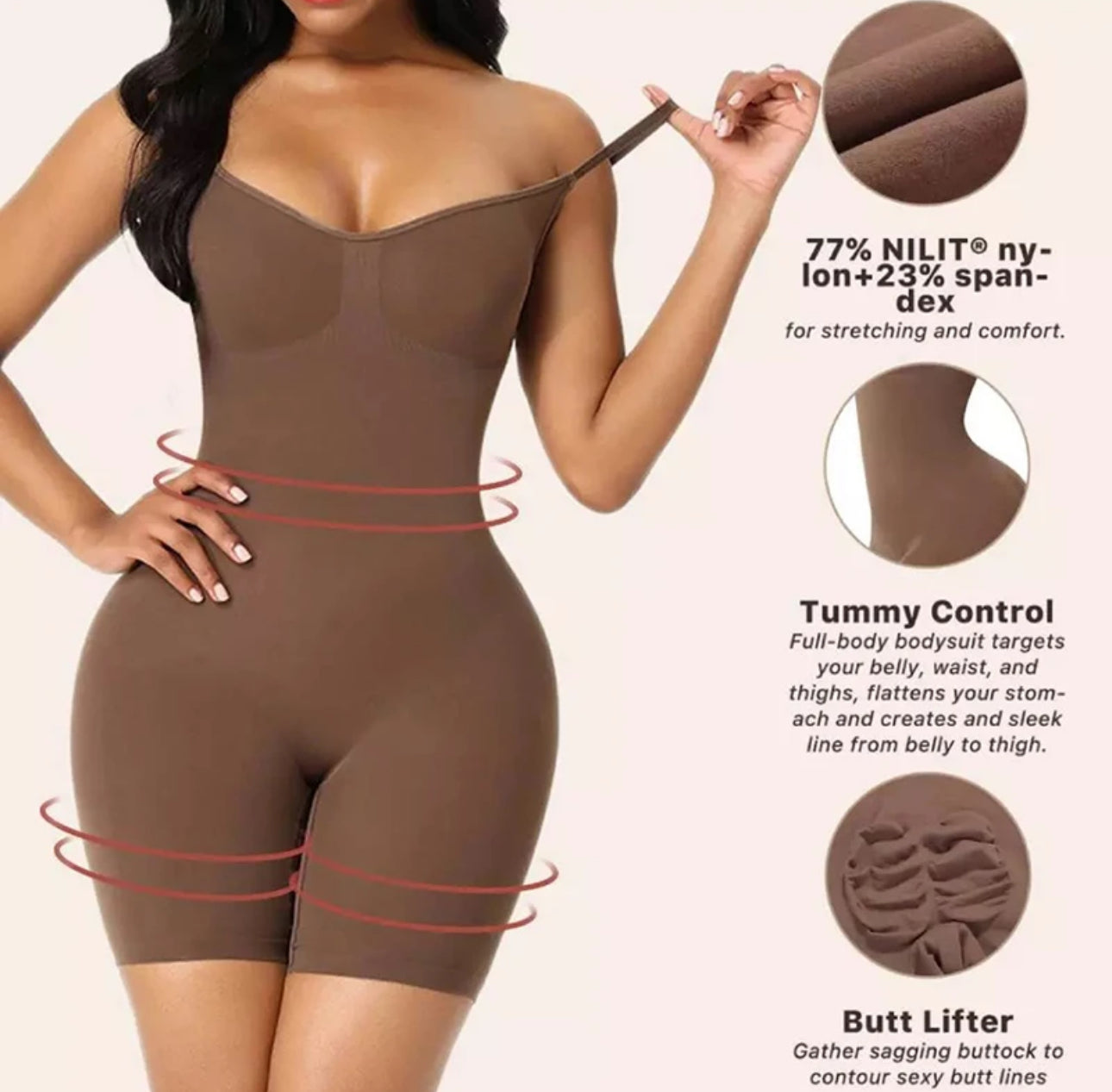 Unbelievable Seamless Full Bodysuit (Brown)